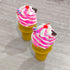 2PCS Counter Realistic Fake Ice Cream Model Decor with Cherry Pink Sauce Sprinkles Non-Melting Artificial Dessert