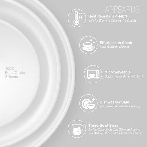 APPEARUS Facial Mask Silicone Mixing Bowl Set, 6-Piece Spa Skincare Kit with 3 Mixing Bowls, Brush & Spatulas