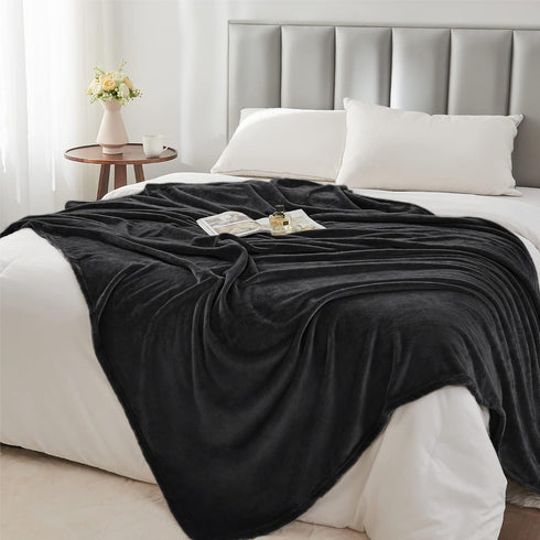 BEDELITE Black Fleece Blanket, Luxury Plush Cozy Throw Blanket 50x60 inches, Super Soft Warm Lightweight