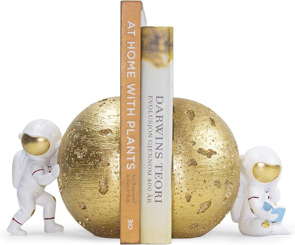 Heavy Duty Astronaut Bookends, Space-Themed Book Ends for Kids Room & Nursery