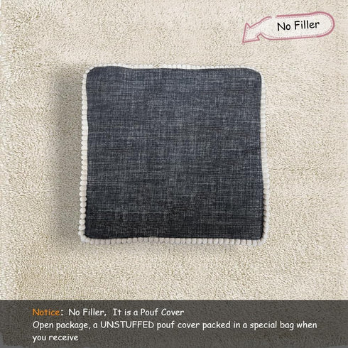 18 18 Inch Louis Donn x Unstuffed Storage Pouf Ottoman Cover, Square Cotton Linen Footstool Cover, DIY Bean Bag