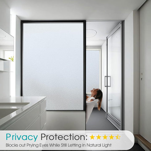 Coavas Window Privacy Film, Frosted Glass Static Cling Heat Blocking Window Tint, 17.5 x 78.7 Inch