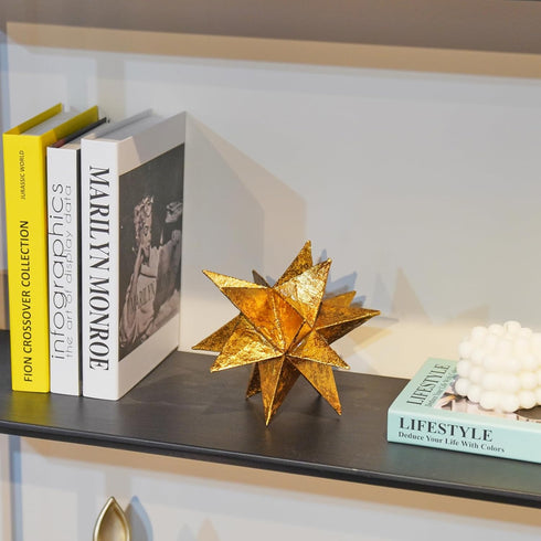 7 7 6 Inch Braxio Modern Style Indoor Home Decor - Resin Gold Multi-Angle Stars Abstract Geometric Sculpture for Living