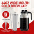 Cold Brew Coffee Maker, 64oz, V-shaped Lid, BPA Free, Sturdy Cold Brew Pitcher