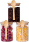 Glass Jar with Bamboo Lid and Spoon, 3 Pack 16 OZ Tea