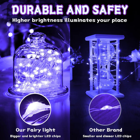 Smacen 32.8FT Led Fairy Lights Battery Operated, LED UV Black Lights, Flexible Blacklight Fixtures,Battery Powered