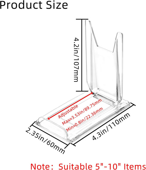 10 Sets Adjustable Acrylic Display Stand for Plate, Purses, Pictures, Clutch Bags, Tableware, Gameboy Handhelds