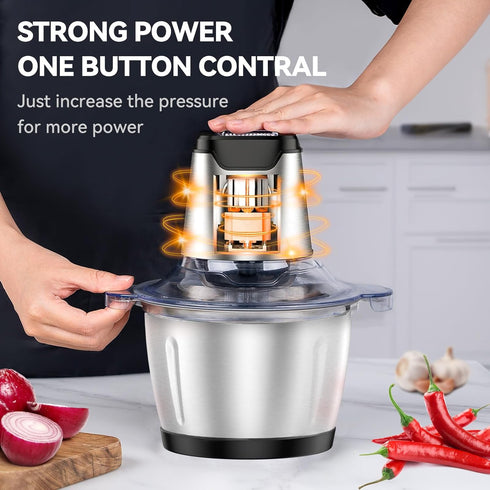 LINKChef Mini Electric Food Chopper, 5 Cup Food Processor, 1.2L 250W Meat Grinder with 4 Bi-Level Blades