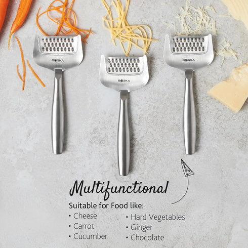 Boska Stainless Steel Grater - Manual Handheld Cheese Grater for Hard Cheese, Citrus, Vegetables, 10 Year Warranty