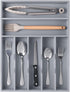 Kitchen Bamboo Silverware Organizer, Drawer Utensil Holder with Grooved Dividers for Flatware, 7 Slot, Grey