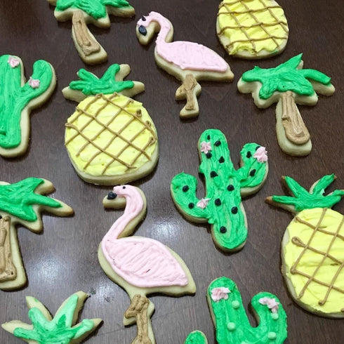 Hawaiian Cookie Cutter Set - 6 Piece: Cactus, Pineapple, Flamingo, Monstera Leaf, Palm Tree for Summer Parties