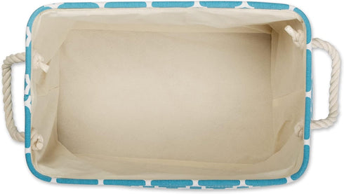 DII Small Polyester Container with Handles, Lattice Storage Bin, Storm Blue
