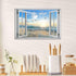 Beach Wall Decor Window View Posters - Ocean Seagull Landscape Picture Print on Canvas for Bedroom, Living Room