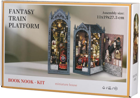 suruim DIY Book Nook Kit Bookend Puzzle Miniature Nook Library Bookshelf Insert Bookends Decoration Books Ornaments