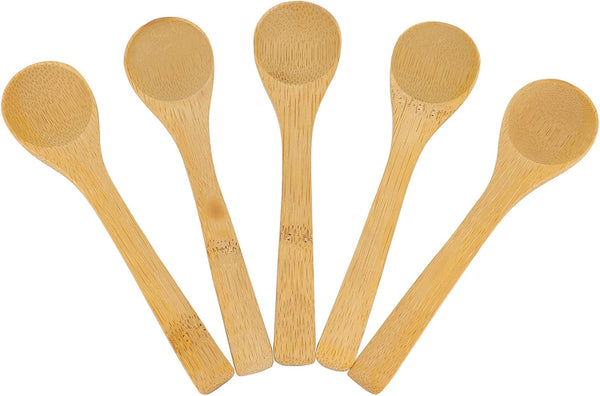 5Pcs Small Wooden Spoons, 5 inches Mini Wood Soup Salt Tasting Spoons for Coffee, Tea, Sugar