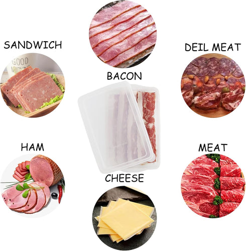 2 Pack Bacon Keeper, Deli Meat Saver Plastic Food Storage Containers with Lids for Refrigerators and Lunch Box