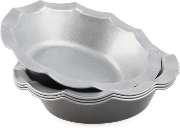 Mini Pie Pans Set, 4 Small Nonstick Round Pie Tins for Baking