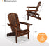 VINGLI Folding Adirondack Chair, Wood Adirondack Chairs for Outdoor, Foldable Fire Pit Chairs for Patio, BBQ, Porch