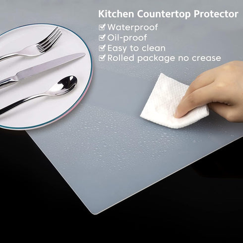 Silicone Mats for Kitchen Counter, Extra Large Heat Resistant Countertop Protector Liners, 24" x 16" x 2 mm, Translucent