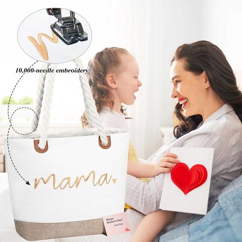 GhvyenntteS Mama Bag, Mothers Day Gifts for Mom Grandma, New Mom Gifts, Mom Tote Bag with Zipper for Hospital