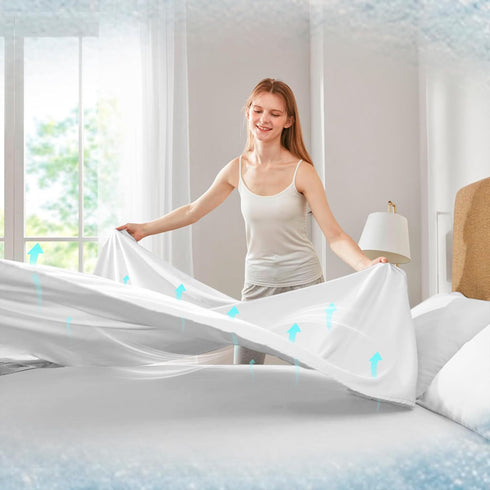 Comfort Spaces Coolmax Moisture Wicking Sheet Set, Soft Fade Resistant, Deep Pocket Fits Up to 16" Mattress, Twin XL,