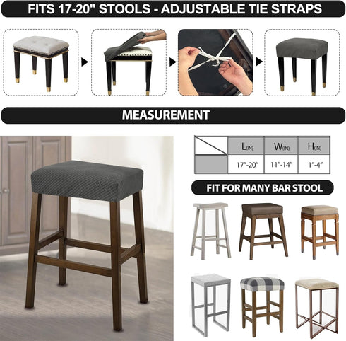 Counter A,2 Pack NeColorLife Stool Cover Rectangle,Stretch Waterproof Saddle Seat Covers for Height and Kitchen Island