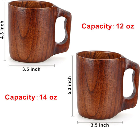 14 oz Wood Cup Coffee Mug for Men, Unique Small Wooden Tankard, Portable Outdoor Viking Mug, Fancy Beer Mugs