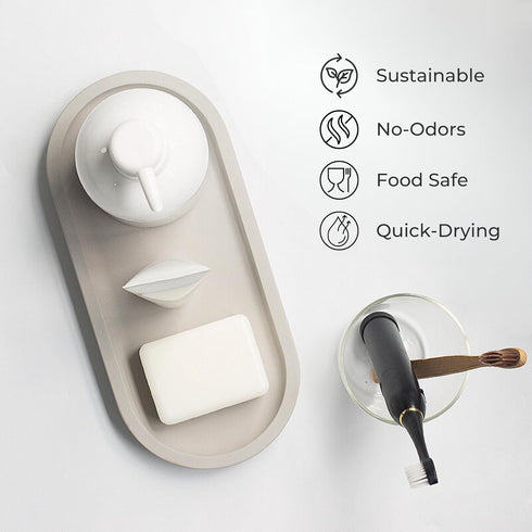 Countertop Selegna Diatomaceous Earth Stone Sink Tray - Quick Drying, Reversible Tray for Kitchen & Bathroom Organizer