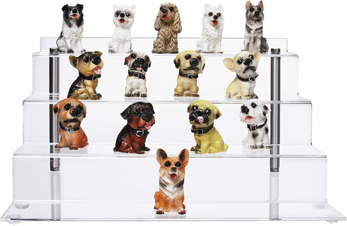 Acrylic Riser Shelf, 4 Tier Clear Display Stand for Collectibles, Cupcakes, Perfumes, 11.8 x 10.8 x 6.5 in