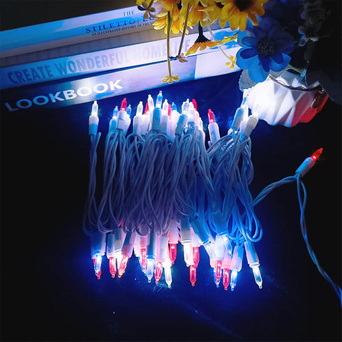 35 Count 4th 11 Red White and Blue LED Christmas Lights - of July String Lights for Small Tree, Crafts, Independence