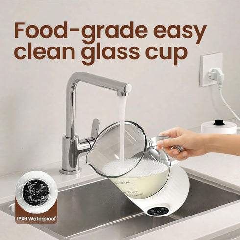 4-in-1 13.52oz Casimhu Milk Frother, Electric Milk Frother and Steamer with LED Touch Screen, Ceramic Lining Bottom