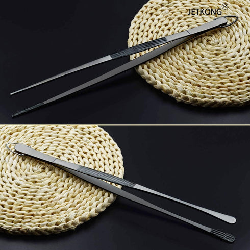 JETKONG 2 Pcs 12-Inch Food Tweezer Tongs, Stainless Steel Kitchen Cooking Tweezers