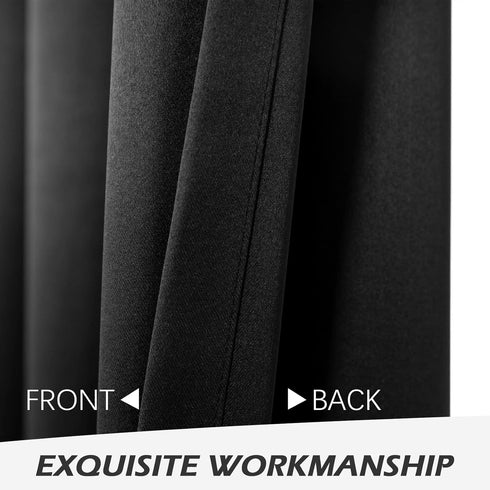 MYSKY HOME Black Curtains: 80 Inch Long Black Out Curtains for Bedroom, Grommet Window Curtains, Thermal Insulated