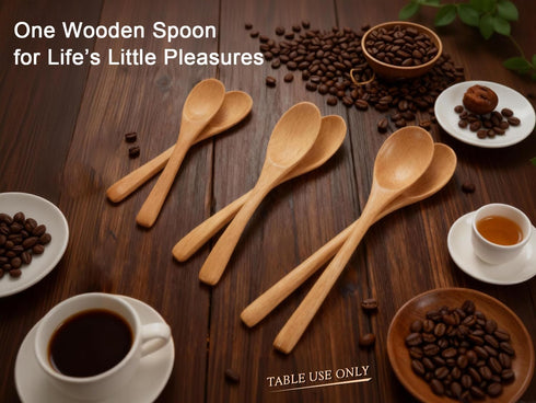 UANJBYO 6 Set 3 (4.9", 5.9", 7.1") Piece Small Wooden Spoons - Premium Beech Wood Spoons in Sizes for Honey, Tea