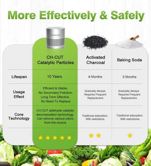 Fridge Deodorizer, Lasts 10 Years, Odor Eliminator, Bamboo Charcoal Air Purifying Bag, Silver