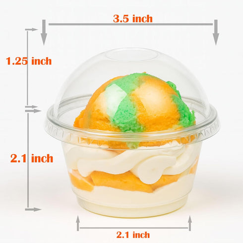 7oz Golden Apple Clear Plastic Dessert Cups, 50 Sets Parfait Cups with Dome Lids No Hole