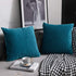 DEZENE Turquoise Throw Pillow Cases, 22x22 Inch, 2 Pack Original Striped Velvet Decorative Pillow Covers