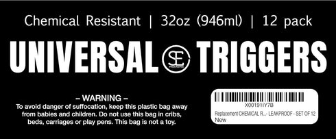 S & E Packaging 12 Pack 28-400 Nozzles 32 oz 9.5" 1.5mL Replacement Trigger Sprayer Heads Black Spray for Bottles