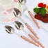 Stainless Steel Spoons, Korean Dessert Spoon with Imitation Pearl Handle, 8.4 Inches, Set of 4, Pink.