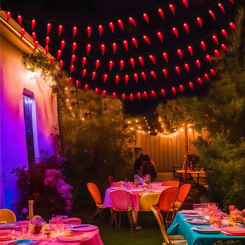 Egcol 13.6FT 37 Lights(2 Chili Pepper String Lights with Mini Red Chili Spare),Chili Pepper Christmas Incandescent