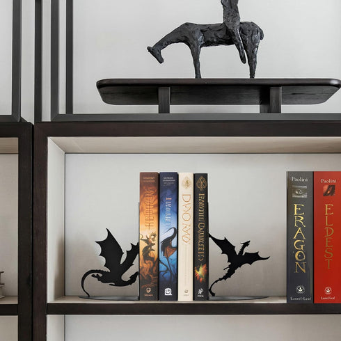 Nichake Metal Dragon Bookends Stoppers Holder Stand for Desk Shelf Cool Dragon Book Ends Decorative, Fantasy Dragon