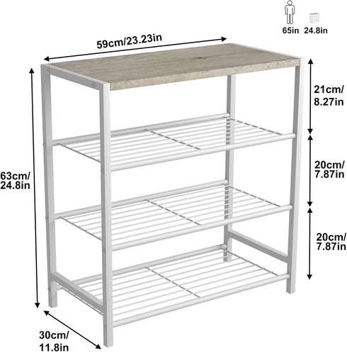 HOMEFORT 4-Tier Shoe Storage Shelf, Industrial Narrow Shoe Organizer for Closet Entryway, Small Shoe Rack Table