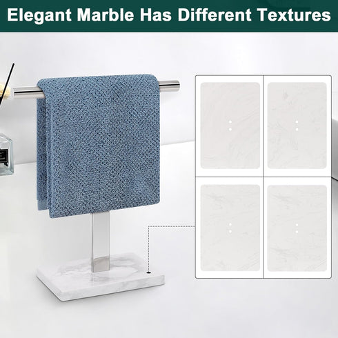 T-Shape Hand Towel Holder - Free-Standing Stand for Bathroom, Kitchen Countertop, 304 Stainless Steel (12IN-Marble