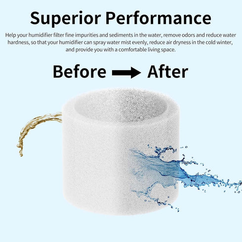KUICH Humidifier Replacement Filter Suitable for Most 150, 200S, 300(S), 600S Models Humidifiers, Sponge Filter Humidifier Replacement Part to Improve Humidification Efficiency(12 Packs)