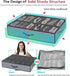 Onlyeasy Large Under Bed Shoe Organizer (12 Pairs x 2) with Metal Zipper, 2 Handles, Breathable, Linen-like Grey