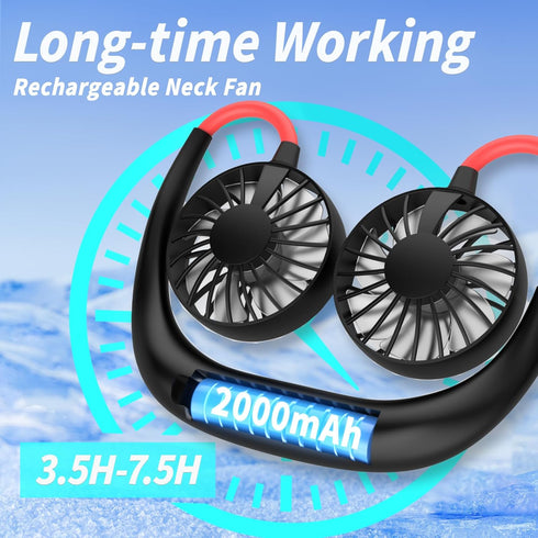 Neck Fan Portable Rechargeable - Wearable Personal Cooling Fan for Men Women, Battery Operated