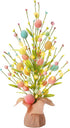 RoseCraft Easter Decorations, Artificial 18 Inch Pre-Lit Easter Egg Tree Tabletop Decor