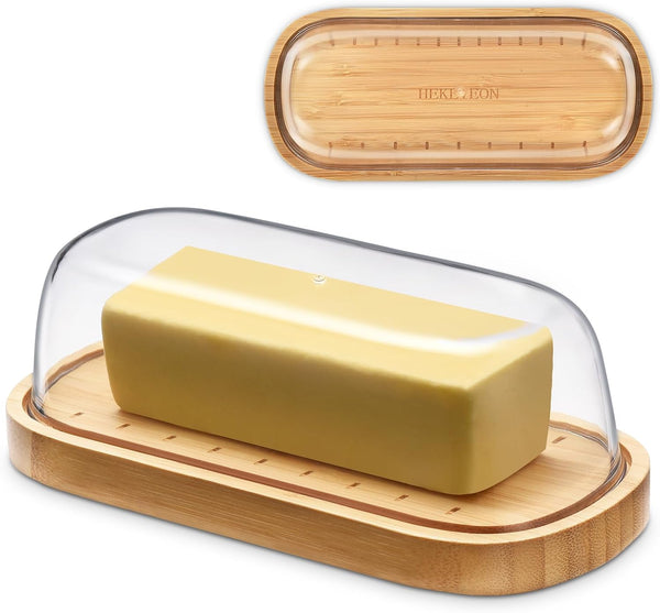 Hekeieon ,Butter Dish with Lid, Bamboo Butter Holder, Butter Container keeper, Perfect for