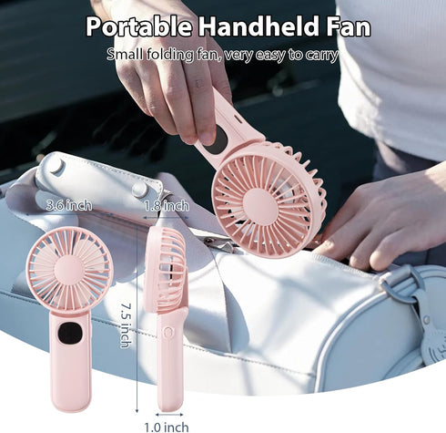 Mini Fan Handheld, 3 in 1 Rechargeable Small Portable Fan for Travel, 2400mAh Battery Operated with LED Display