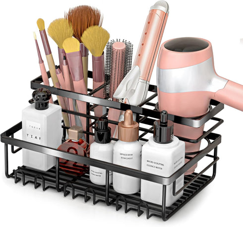 Hair Tool Organizer - Bathroom Countertop Caddy with 3 Installation Ways for Hair Dryer Accessories & Makeup